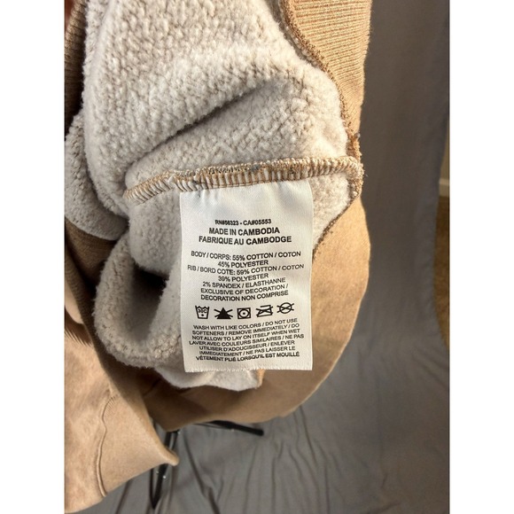 Nike Light Brown Ribbed Panel Oversized Cropped Fleece Hoodie Women's Size 3X - Picture 5 of 10